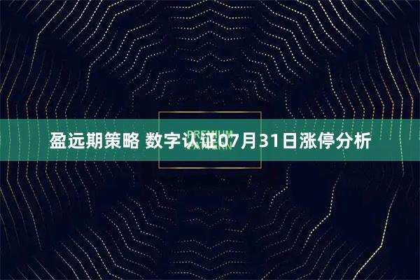 盈远期策略 数字认证07月31日涨停分析