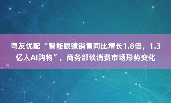 粤友优配 “智能眼镜销售同比增长1.8倍，1.3亿人AI购物”，商务部谈消费市场形势变化